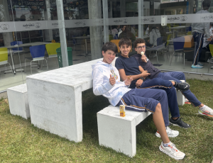 Taking a closer look at the tables, it is possible to understand which groups of students are using them and for what specific purposes. Various student groups sit in the tables during lunch breaks, while others use them during classes and X-block to study, film videos, or simply enjoy the views. (9th-grade students were among those sitting at the tables)